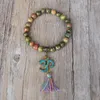 Braccialetti con ciondoli 8 MM Pietra naturale Buddismo tibetano Chakra Mala Bracciale Donna Uomo Nappa Om Guarigione Preghiera Gioielli in rilievo