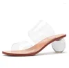 Ball Transaprent 835 Shoes Dress Heels Pvc Slipper Elegant Woman One Strap Slip on Slingbacks Sandals Summer Sexy Open Toe Party