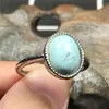 Bagues de cluster 13mm Naturel Vert Turquoise Pierre Bague Bijoux Pour Femmes Lady Hommes Amour Cadeau Argent Cristal Ovale Perles Réglable