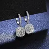 Boucles d'oreilles carrées en forme de cristaux scintillants pour femmes, en argent Sterling, strass, bijoux de fiançailles, de mariage, pendantes, CL2013