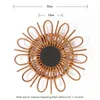 Mirrors Home Rattan Plaited Art Living Room Makeup Decorative Mirror Wall Hanging Bedroom Bathroom Party Decoration