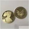 Arts And Crafts 10 Pcs The Dom Eagle Badge 24K Gold Plated 40 Mm Commemorative Coin American Statue Liberty Souvenir Drop Acceptable Dh6Ji