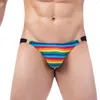 UNDUPTS MEN STRIPE BRIPS SEXY RAINBOW Bikini String Nefes Alabilir iç çamaşırı şişkin poşet külotları kalzonsillos hombre