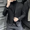 Trajes de hombre Chaqueta de negocios de invierno para hombre Vestido informal ajustado con estilo Chaqueta de manga larga con cuello plano de color sólido