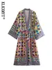 Casual Dresses KLKXMYT TRAF Print Kimono Women Belt Boho Midi Dress Woman Casual Dresses for Women 2023 Loose Summer Beach Female Dress W0315