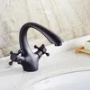 Robinets de lavabo de salle de bains Robinet en bronze noir Cuivre européen Double à trou unique Bassin Plomberie Fabricants en gros au nom d'un