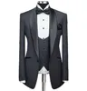 Ny ankomst Slim Fit Men Tuxedo Fashion Wedding Blazer för brudgum Black Shawl Lapel Business Event Wear