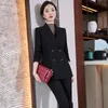 Kvinnors kostymer Blazers Autumn Winter Formal Ladies Coffee Blazer Women Business Suits With Set Work Wear Office Uniform 5xl Size Pants Jacket 230316