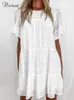 캐주얼 드레스 Dicloud Boho White Cotton Summer Dresses for Women 2022 느슨한 임신 드레스 우아한 파티 해변 웨딩 튜닉 여성 의류 W0315