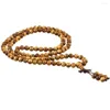 Filo SUNYIK 6mm Legno di seta dorata 108 Bracciale buddista tibetano Mala Collana di perline di preghiera Collana di meditazione