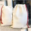 Kerstdecoraties Sublimatie Blanco Santa Sacks Diy Persooniseerd DString Bag Gift Bags Pocket Transfer Druppel Huis GA DHGO7