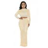 Arbeitskleider 2023 Langarm Mesh Maxi Bodycon Elegante Party Sparkly Strass Für Geburtstagskleid Sexy Club Zweiteilige Sets Damen Outfits