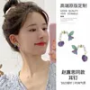 Studörhängen koreansk söt tjej vackra färgglada blommor lämnar imitation pärla temperament mode kvinnors tillbehör smycken