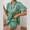 Women's Sleepwear 2023 Pajamas For Women Pyjamas Simulated SILK PAJAMA Suit Terno Short Sleeve Two-piece Housewear