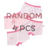 Panties 4Pcs/lot Girls Boxer Pants Soft Kids Underwear For Cotton Sweet Print 4 Colors Baby Grils Safety