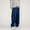 QNPQYX Nieuwe Koreaanse mode heren baggy jeans klassieke unisex man rechte denim brede poten broek hiphop bagy lichtblauw grijs zwart