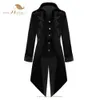 Mäns trenchrockar Sishion Tuxedo Medieval Vintage Clothing Midi Punk Men Coat VD2471 Retro Midlängd Court Tuxedo 230316