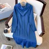 Casual klänningar Storlek 6xl 150 kg Spring Long Sleeve Dress Ladies Maxi Dress With Hooded Solid Color Large Size Women Clothing 230316