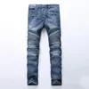 Hommes Jeans Commerce Classique Rétro Jeans Hommes Droite Mince Fermeture Éclair Décoration Lumière Pli Maigre Denim Pantalon De Mode Stretch Hip Hop Jogger Jeans 230316