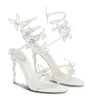 Top Luxury Renes Margot Crystal Sandals Shoes Snake Wrapped Butterflies Strappy High Heel Caovillas Gladiator Sandalias Wedding,Party,Dress,Evening