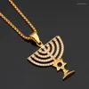 Pendentif Colliers 2023 Menorah Happy Hanukkah Or Couleur Bijoux Étoile De David Israélites Candler Symbole Hexagram National Pendentifs