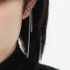 Brincos Brincos coreanos cor de prata coreana Taquela longa borla Falsa Ear clipe de manguito em FAUX Earings Clips Acessórios punk