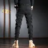 Jeans pour hommes Streetwear mode hommes jean pantalon épissé concepteur élastique coupe ajustée décontracté Cargo pantalon Hombre Hip Hop Joggers hommes salopette 230316