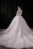 Wedding Dress Luxuries Heavy Work Dresses 2023 Crystals Beaded Long Sleeve Count Train Formal Women Off Shoulder Bridal Gowns