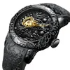 Luxury Black 3D Graved Dragon Automatic Mechanical Men Watches Waterproof Sports for Men Självlindande handledsklocka Male Clock Y1905170306C