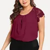 Women's Blouses Plus Size Women Lace Top Blouse Summer Short Sleeve Sexy Black Yellow Green Shirts