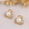 Kolczyki naszyjne Zestaw biżuterii z wisiork kwiatowy Zoshi dla kobiet symulowane perłowe setki ślubne ślubne moda złota
