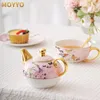 Bone China Teapot Set Porcelain English Afternoon Teacup and Pot Golden Handle Luxury Tea Set 2023 New Arrival Birthday Gift