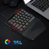 한손 게임 키보드 RGB 백라이트 인체 공학적 휴대용 미니 키패드 휴대폰 iOS Android iPhone iPad 태블릿 게이머