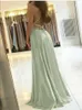 Casual Dresses Elegant Women Maxi Beach Satin Dress Sexig ben slitspett Lace Up Evening Prom Gown Justerbara remmar Brudtärklänningar W0315