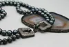 Chains Hand Knotted Necklace 8-9mm Black Freshwater Pearl Micro Inlay Zircon Square Clasp 45-48cm Fashion JewelryChains