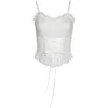 Women's bandage spaghetti strap white lace slim waist bustier tanks camis