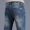 Mäns jeans herrskinniga grå jeans mode casual elastisk bomull smal korea blå cyklern blyerts denim byxor manliga hiphop märke kläder 230316