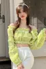 Women's Blouses Women's Clothing - Snow Spins One Shoulder Bud Silk Unlined Upper Garment Show Brim Hubble-bubble Sleeve Short Jacket