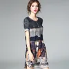OC 462M03# Summer Women's Maternity Dress European and American Silk Printed Round Neck A-line Skirt Customized