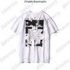 Kapalı Erkek Tişörtleri Offs Yaz Moda Beyaz ve Kızlar Yağlı Boya Kısa Kol Unisex T-Shirt Baskılı Mektup Arka Baskı 1ida Yr12