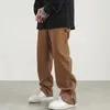 Men's Pants Fashion Ankle Zipper Brown Baggy Men Cargo Wide Pants Hip Hop Straight Loose Women Casual Long Trousers Pantalon Homme 230316