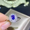 Cluster Rings Gift Real Natural Tanzanite Ring 925 Sterling Silver For Men Or Women