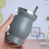 300 мл 304 из нержавеющей стали Tumblers Кружки кофейные чашки футболка с соломенной ложкой настройка логотипа