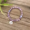 Strand 8mm naturstenpärlor Bönarmband Amethystfärgad blå Buddha japamala Spirituella smycken Meditation Inspirerande