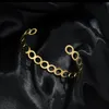 Bracelet de mode 8mm évider des bracelets de manchette ronds en gros couleur or en acier inoxydable ouvert bracelets pour femme hommes bijoux vintage