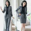 Costumes pour femmes Blazers Automne Hiver Formel Dames Gris Blazer Femmes Costumes D'affaires avec Ensembles Vêtements De Travail Uniforme De Bureau 5XL Taille Pantalon Veste 230316