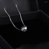Pendant Necklaces Fashion Pure 925 Sterling Silver Choker Bijoux Colorful Faceted Crystal Bead & Pendants CZ Necklace Jewelry