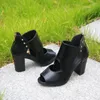 Scarpe eleganti Tacco grosso Sandali con tacco alto Piattaforma donna Punta aperta Sexy davanti Scava fuori Tacchi estivi femminili 2023 Nero Marrone