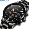 Avanadores de pulso crrju assistem masculino Top Display Analog Men Aço inoxidável Quartz Watch Masculino Montre Homme