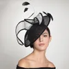 Chapeaux à bord avare dames fascinateurs chapellerie fête de mariage Sinamay large Fedora casque église cheveux accessoires 230314